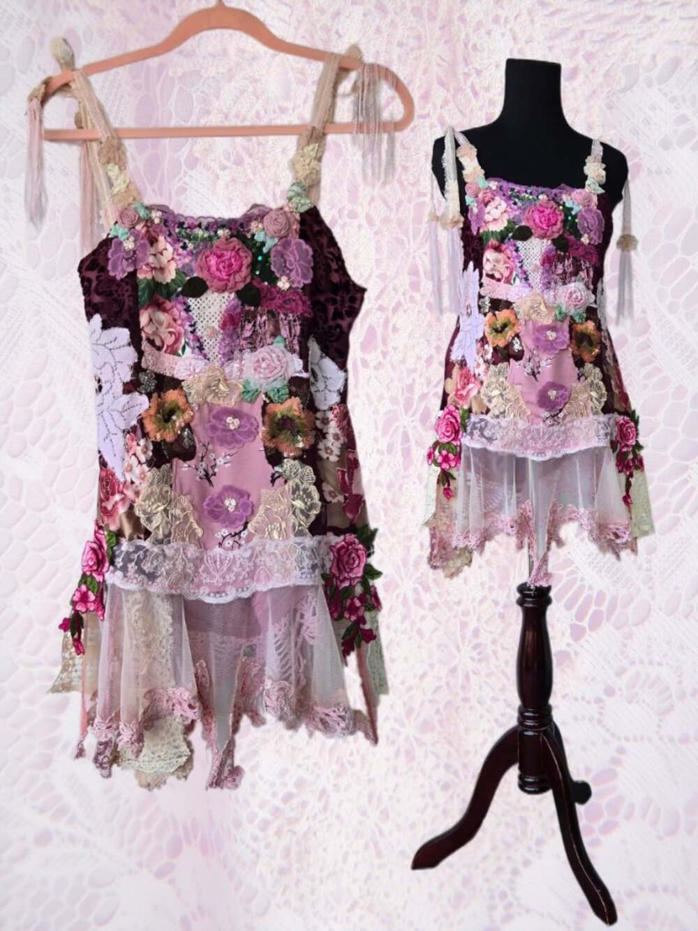 Handmade Whimsical Baby Doll Tunic Top Embroidered Art to Wear Fairycore